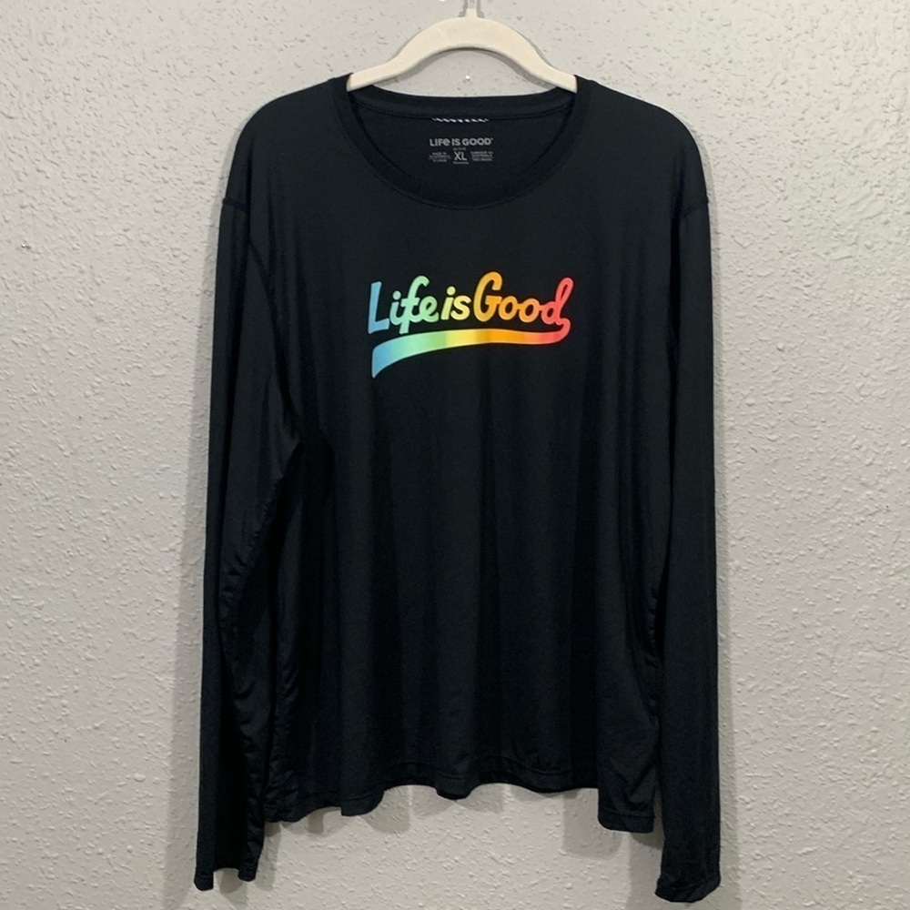Life‎ is Good Women's LIG Ballyard Script Active Long Sleeve Black size XL
